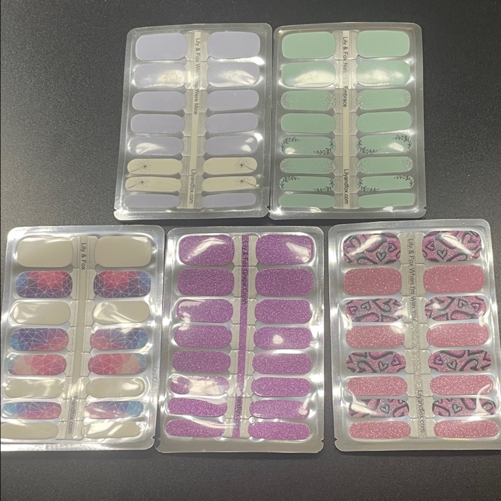 Chic Press-On Nail Stickers - Purple, Mint, Pink by Unknown